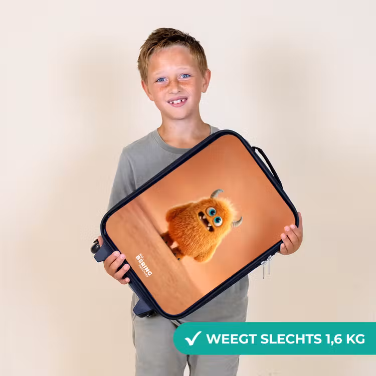 Kinderkoffer - Oranje Pluizig Monster met Hoorns — 3