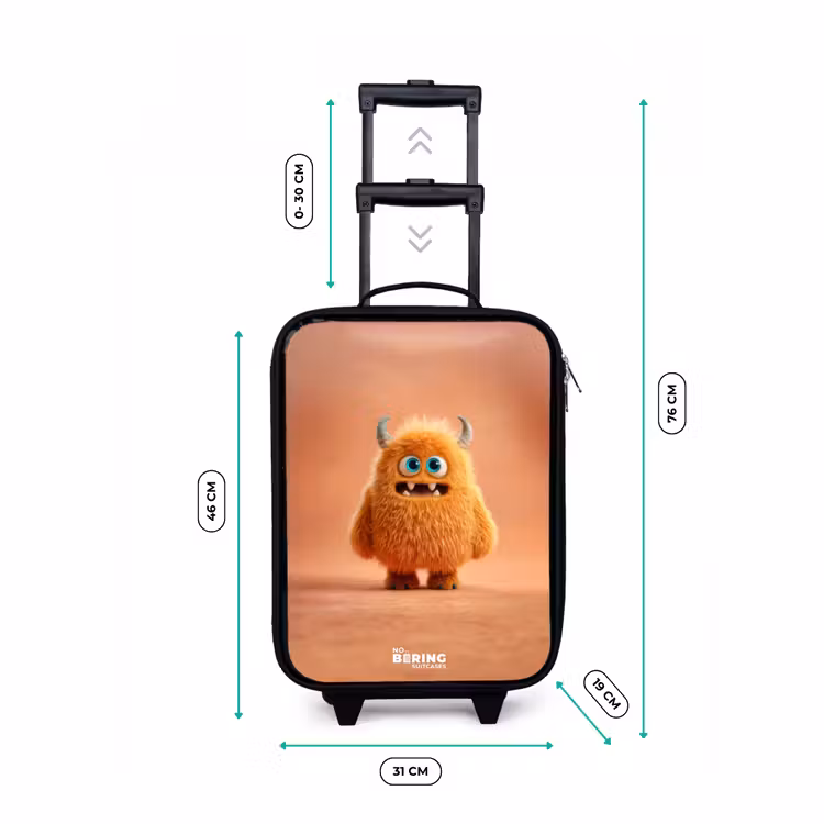 Kinderkoffer - Oranje Pluizig Monster met Hoorns — 7