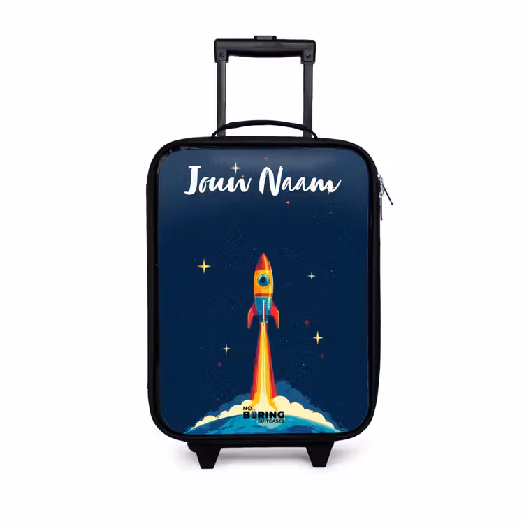 Kinderkoffers met naam - Planeet - Raket - Sterren - Donkerblauw — 1