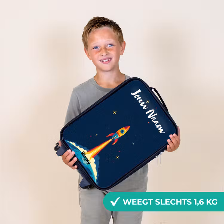 Kinderkoffers met naam - Planeet - Raket - Sterren - Donkerblauw — 3