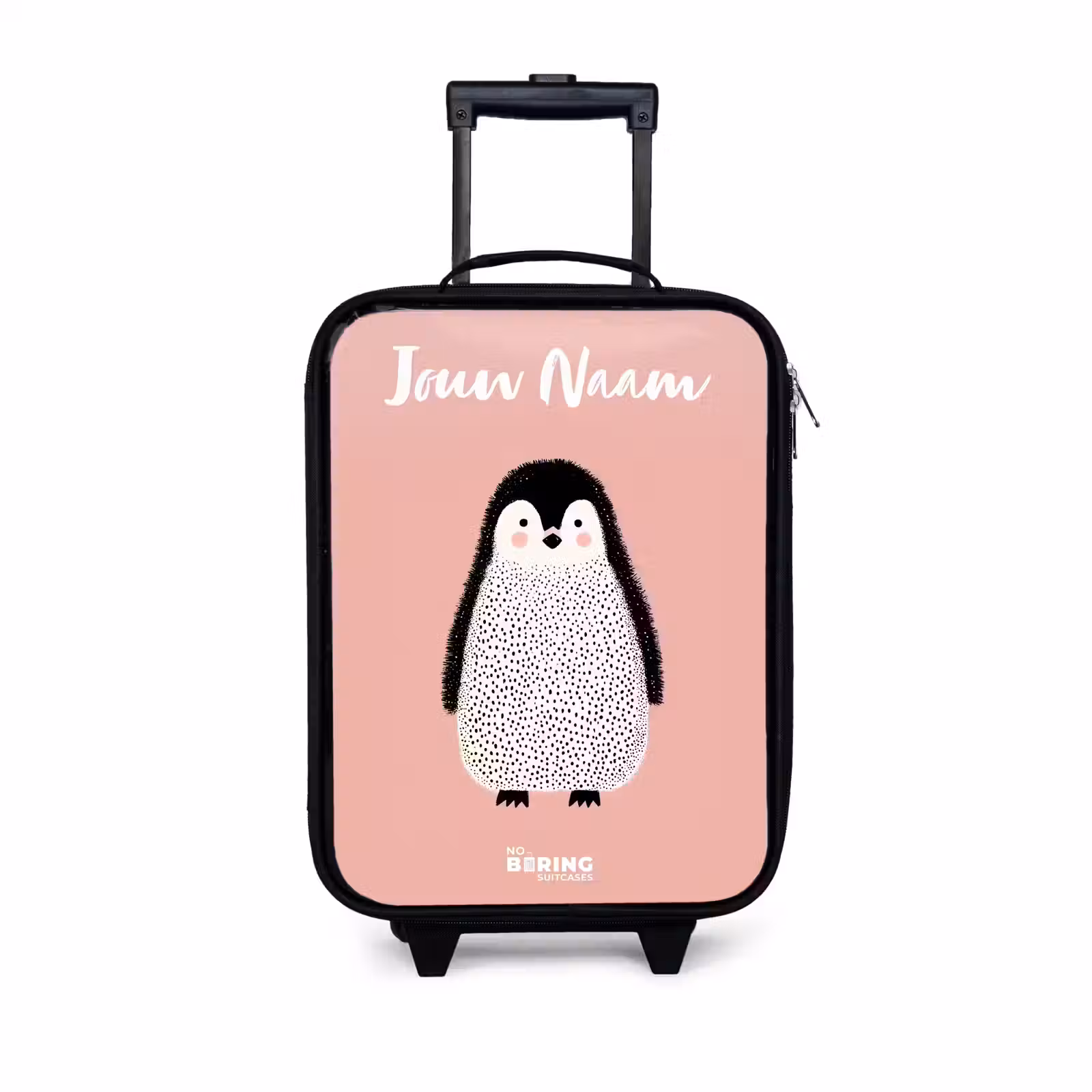 Kinderkoffers met naam - Pinguïn - Stippen - Roze - Minimalistisch — 1