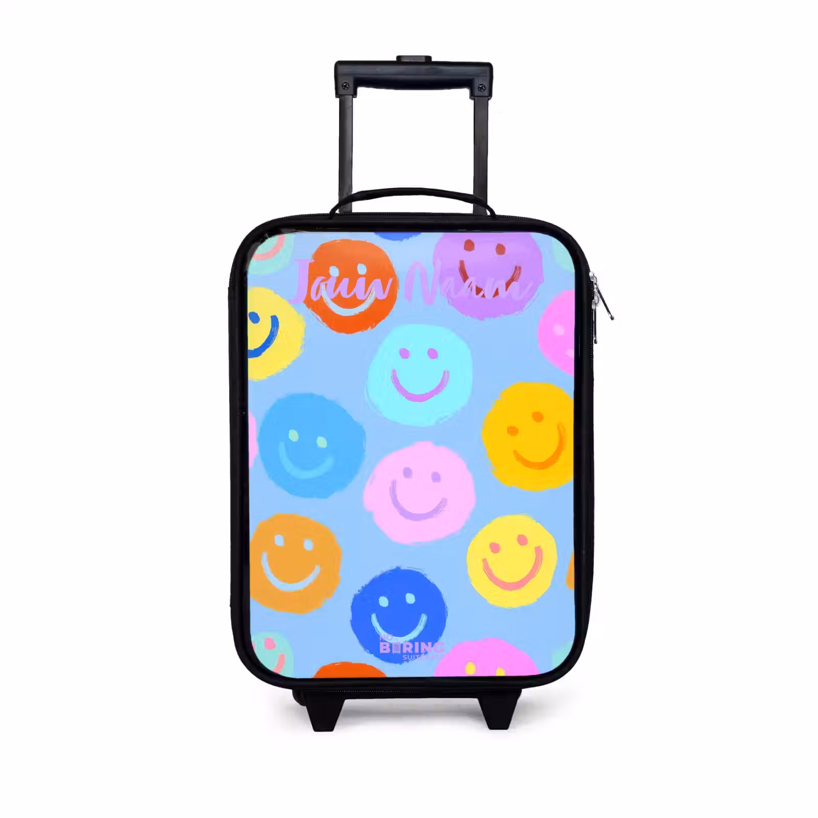 Kinderkoffers met naam - Vrolijk patroon van smileys — 1
