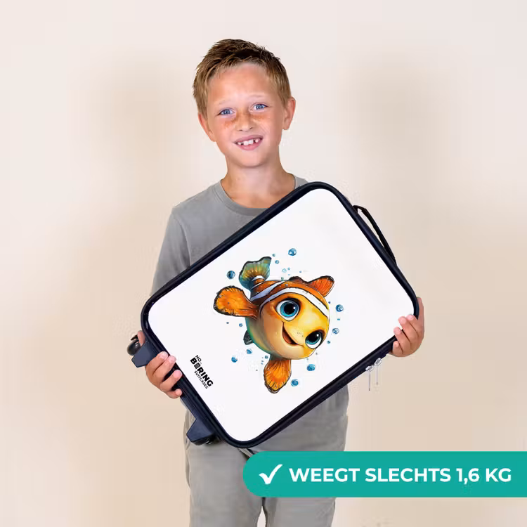 Kinderkoffers met naam - Clownvis met bellen op witte achtergrond — 3