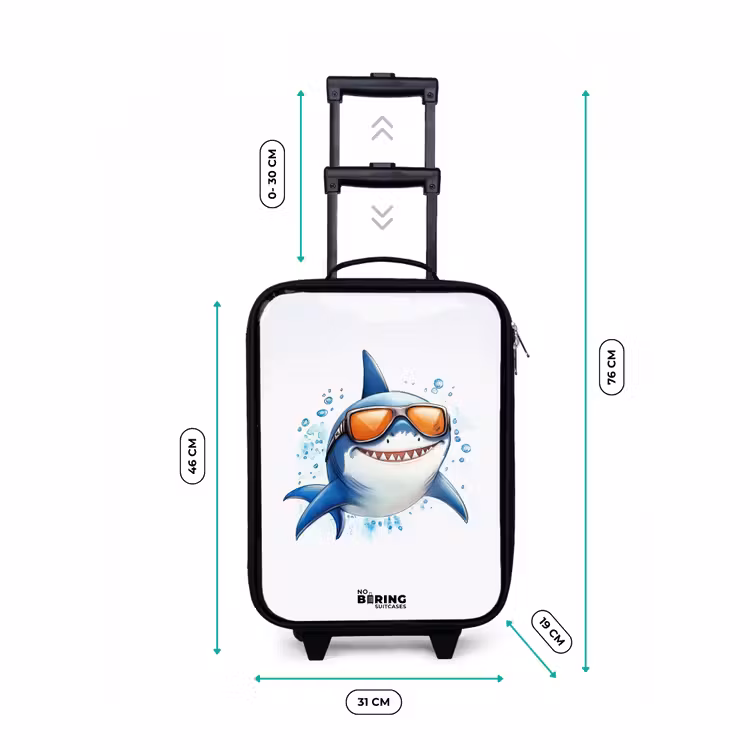Kinderkoffers met naam - Coole haai met zonnebril in het water — 7
