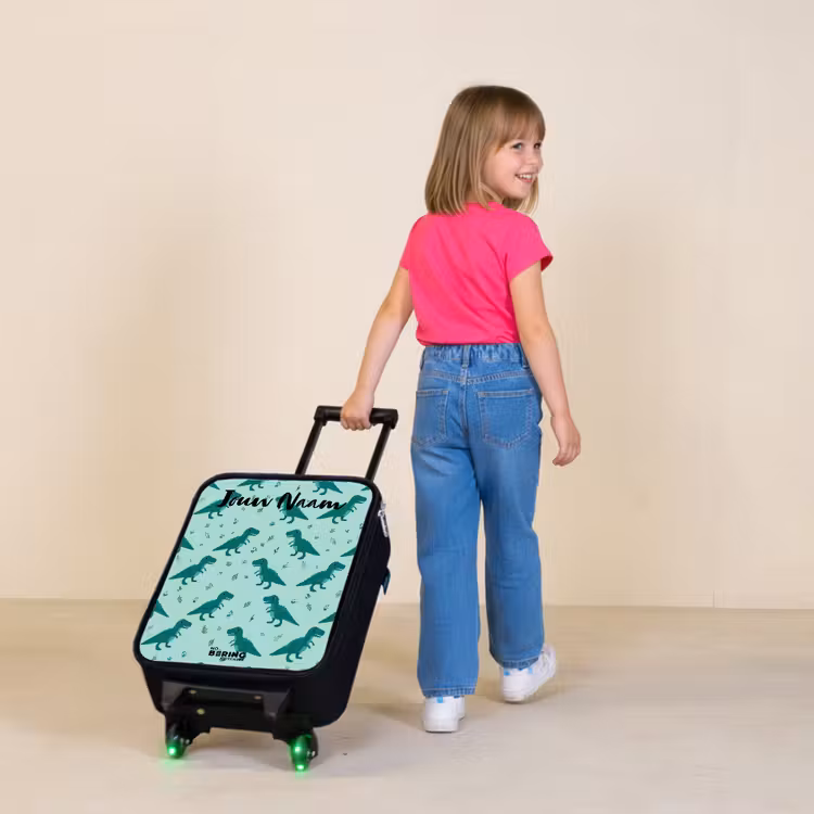 Kinderkoffers met naam - Dinos - Patroon - Groen — 2