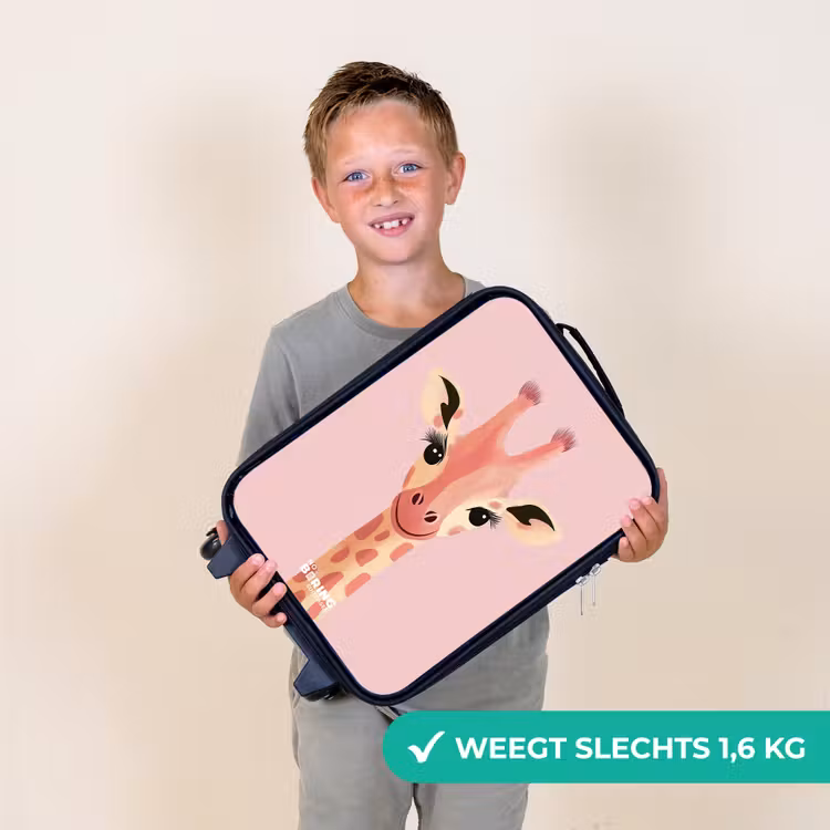 Kinderkoffers met naam - Giraffe - Wimpers - Minimalistisch - Roze — 3
