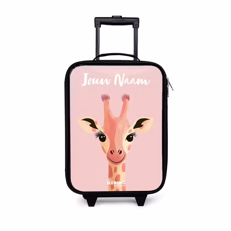 Kinderkoffers met naam - Giraffe - Wimpers - Minimalistisch - Roze — 1