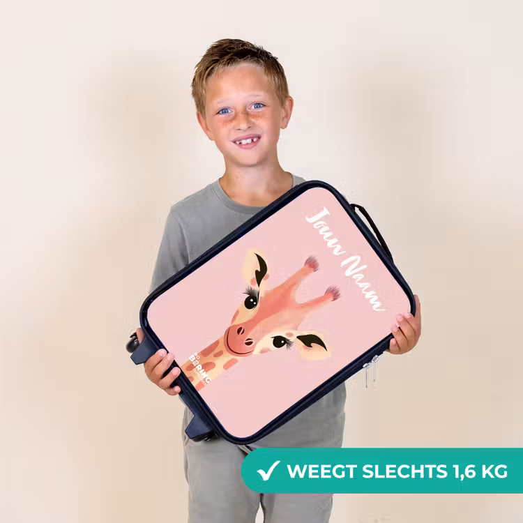 Kinderkoffers met naam - Giraffe - Wimpers - Minimalistisch - Roze — 3