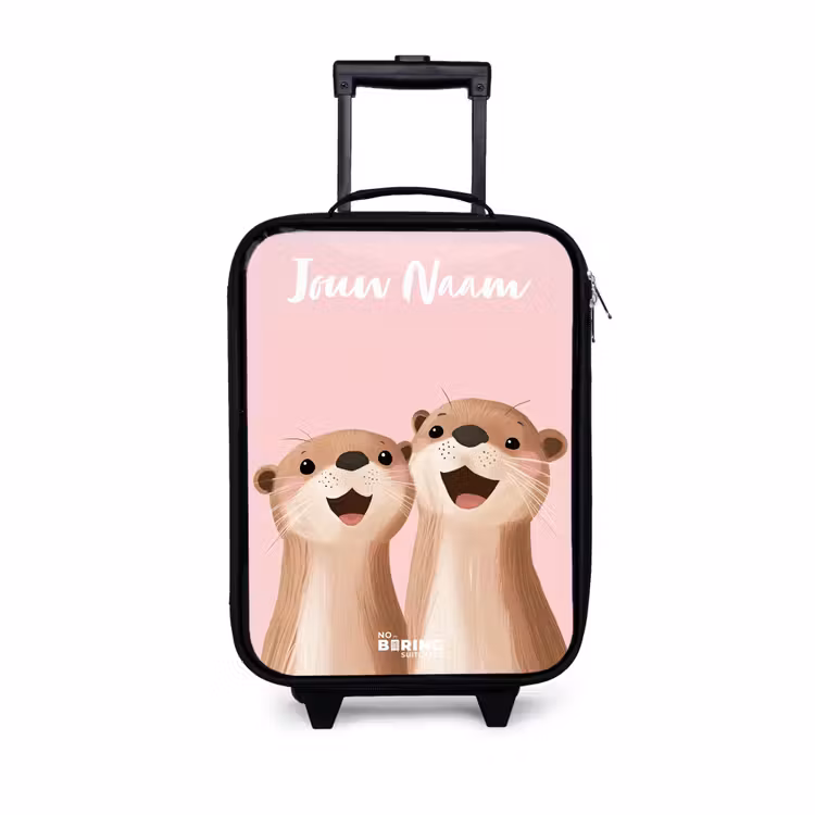 Kinderkoffers met naam - Glimlach - Otters - Roze - Illustratie — 1