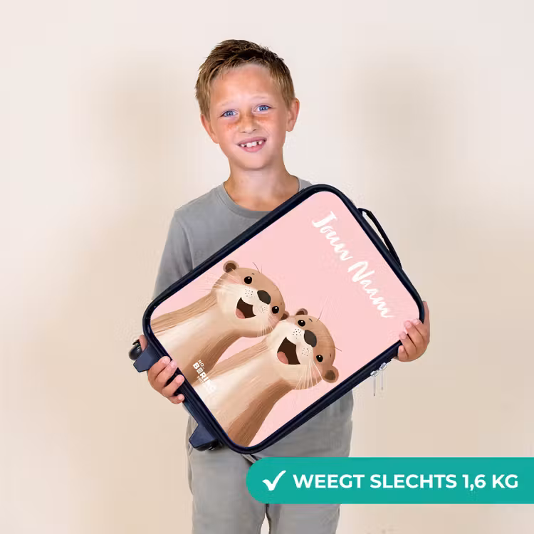 Kinderkoffers met naam - Glimlach - Otters - Roze - Illustratie — 3