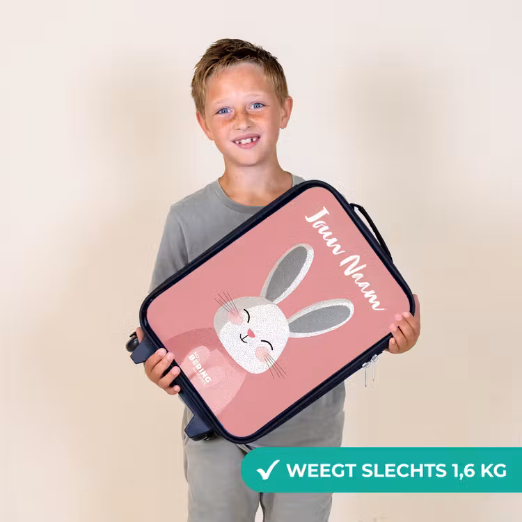 Kinderkoffers met naam - Konijn - Blosje - Stippen - Roze — 3