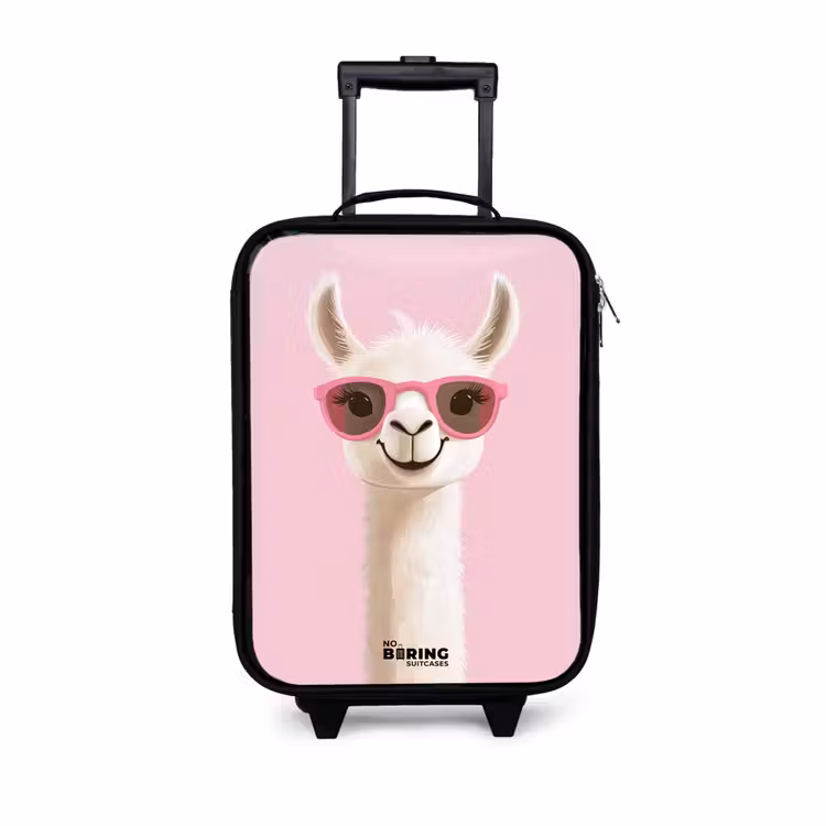 Kinderkoffers met naam - Lama - Wit - Zonnebril - Wimpers — 1