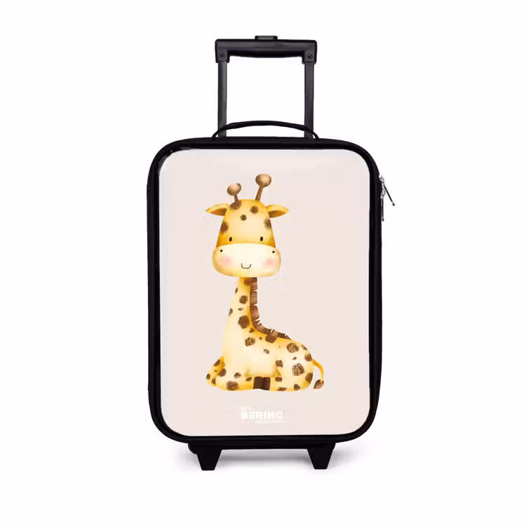 Kinderkoffer - Liggende giraffe illustratie op beige achtergrond — 1