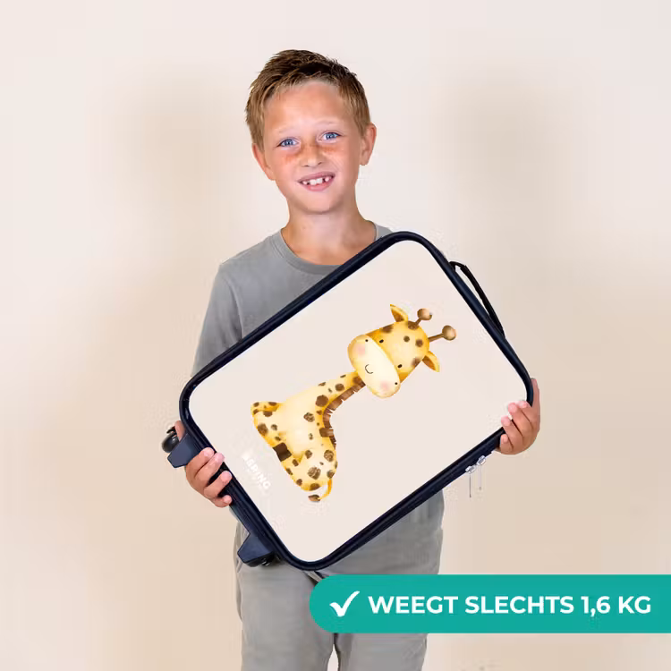 Kinderkoffer - Liggende giraffe illustratie op beige achtergrond — 3