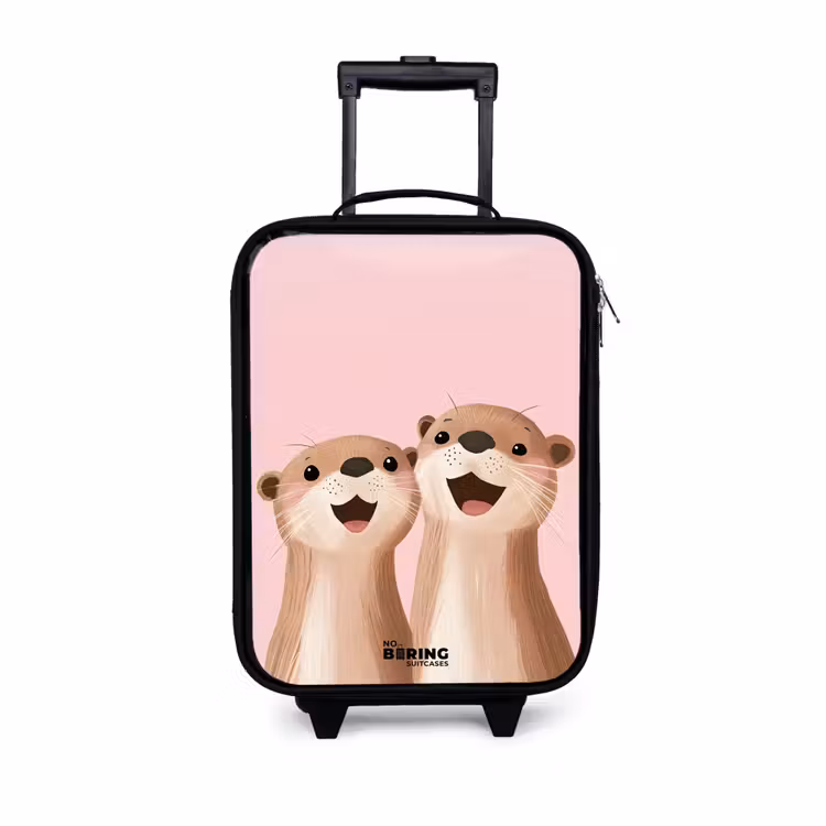 Kinderkoffers met naam - Otters - Lachen - Roze - Illustratie — 1