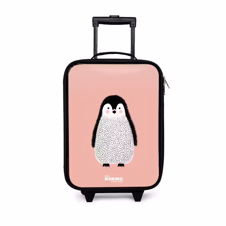 Kinderkoffers met naam - Pinguïn - Stippen - Roze - Minimalistisch — 1