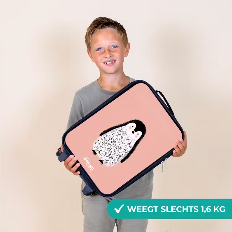 Kinderkoffers met naam - Pinguïn - Stippen - Roze - Minimalistisch — 3