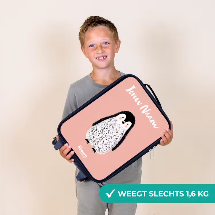 Kinderkoffers met naam - Pinguïn - Stippen - Roze - Minimalistisch — 3