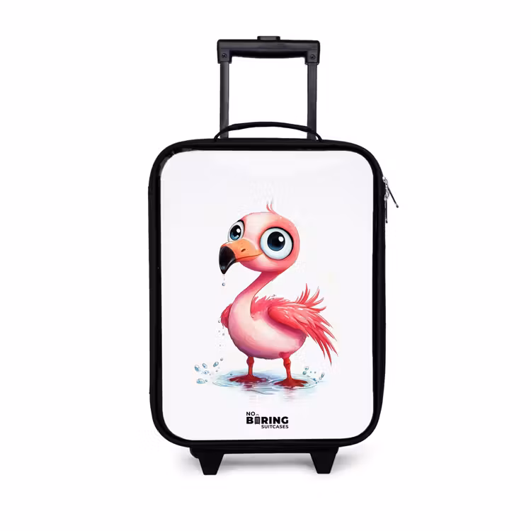 Kinderkoffers met naam - Roze flamingo in het water — 1