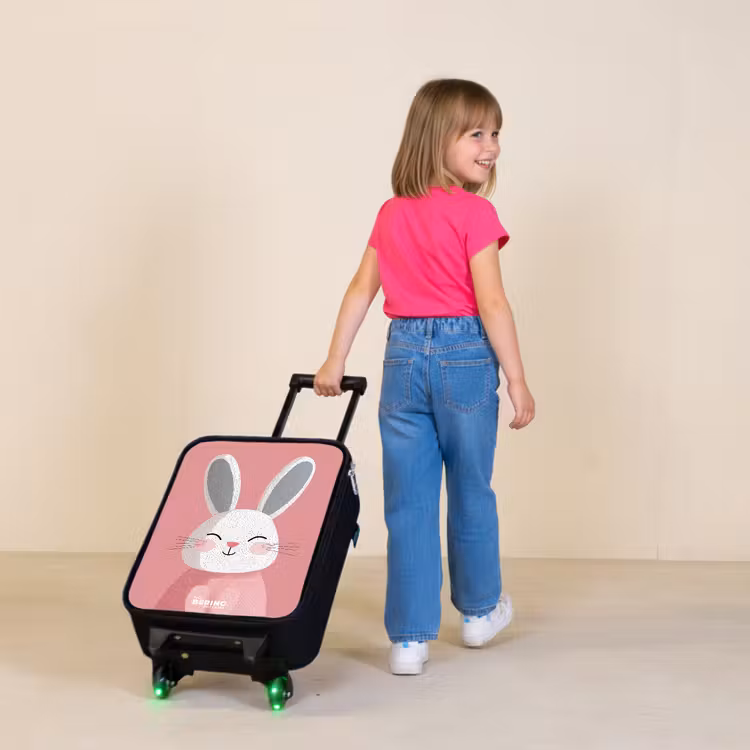 Kinderkoffers met naam - Roze - Konijn - Glimlach - Illustratie — 2