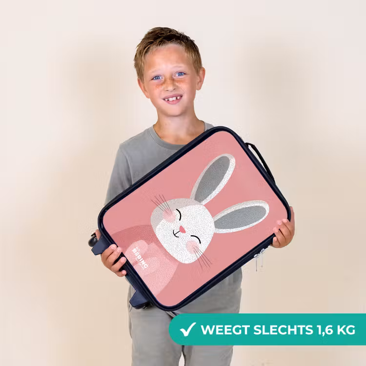 Kinderkoffers met naam - Roze - Konijn - Glimlach - Illustratie — 3