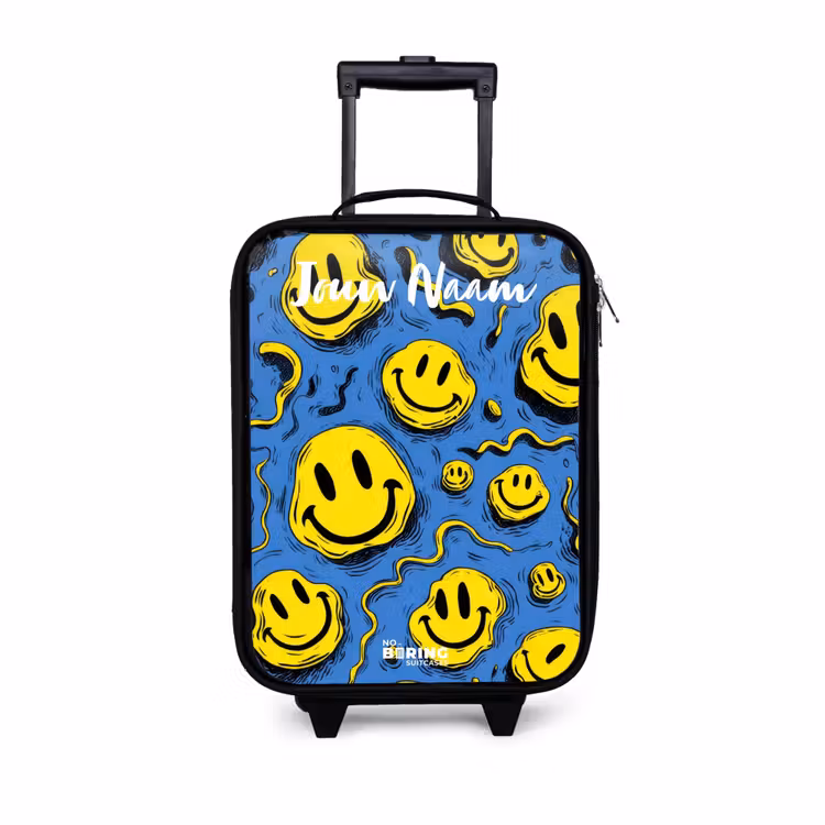 Kinderkoffers met naam - Smiley - Blauw - Geel — 1