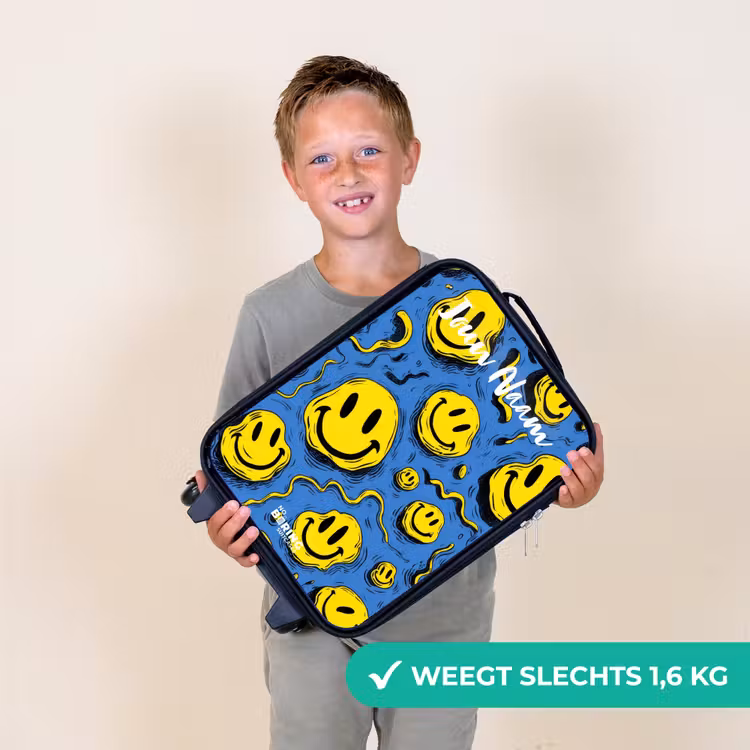 Kinderkoffers met naam - Smiley - Blauw - Geel — 3