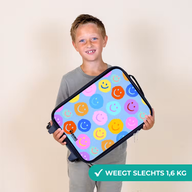 Kinderkoffers met naam - Vrolijk patroon van smileys — 3