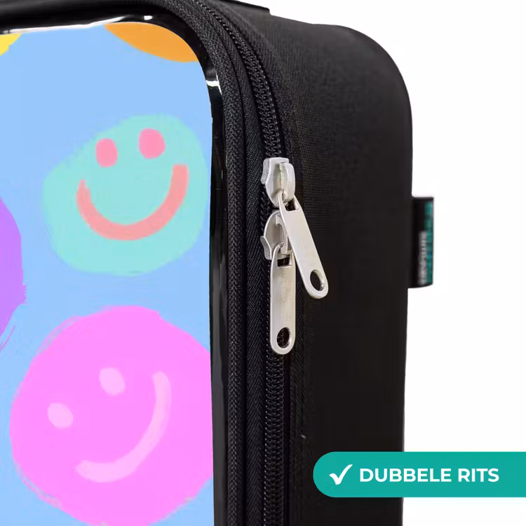 Kinderkoffers met naam - Vrolijk patroon van smileys — 6