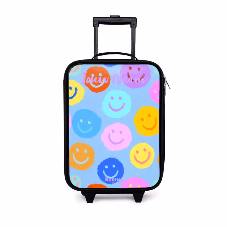 Kinderkoffers met naam - Vrolijk patroon van smileys — 1