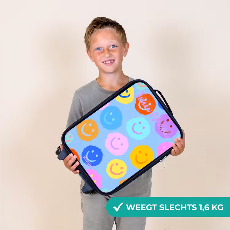 Kinderkoffers met naam - Vrolijk patroon van smileys — 3