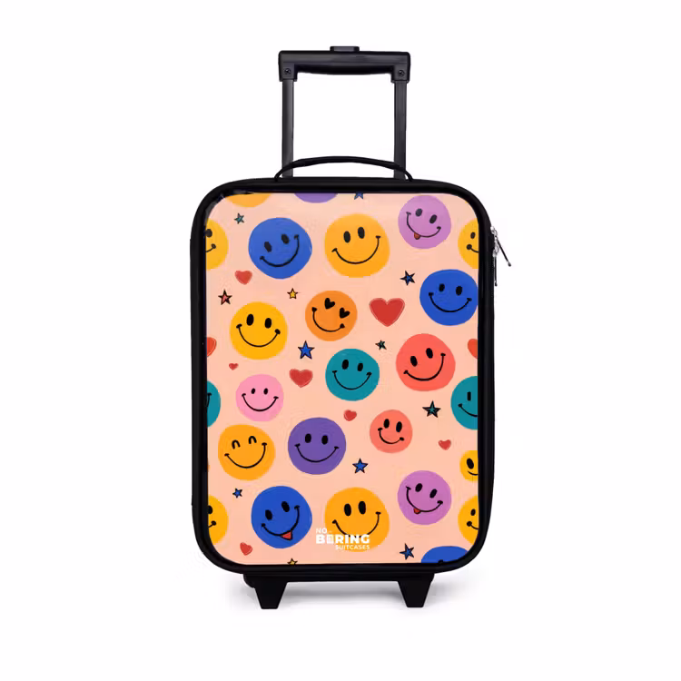 Kinderkoffers met naam - Vrolijk Smiley-patroon — 1