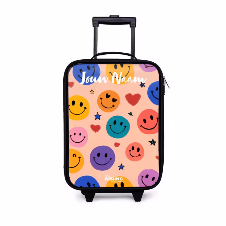 Kinderkoffers met naam - Vrolijk Smiley-patroon — 1