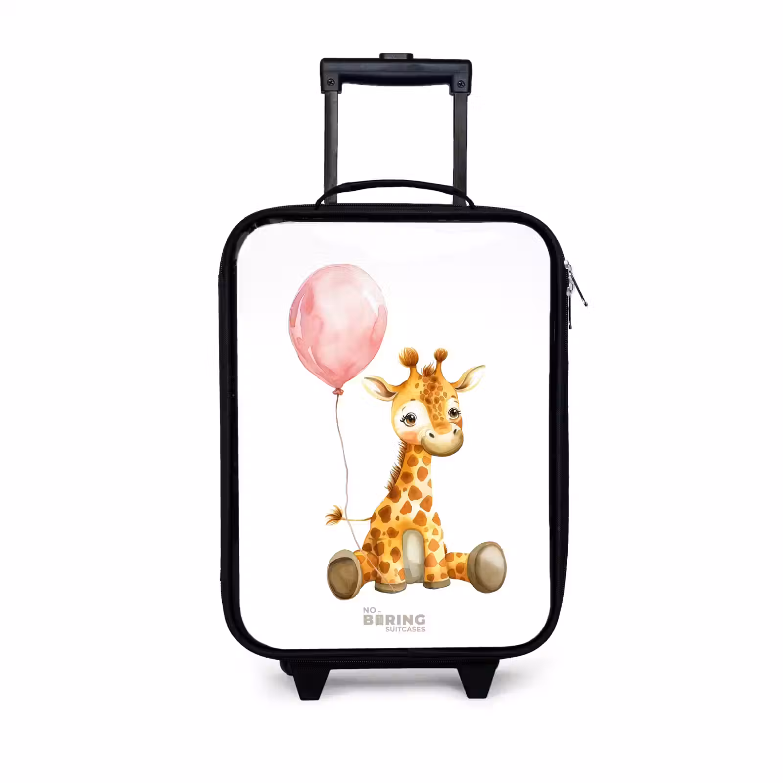 Kinderkoffers met naam - Giraffe met roze ballon — 1