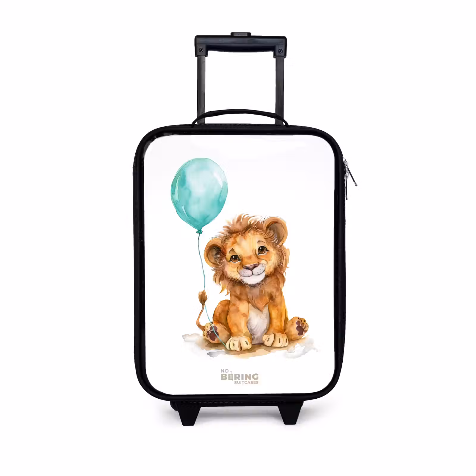 Kinderkoffers met naam - Leeuw met blauwe ballon — 1