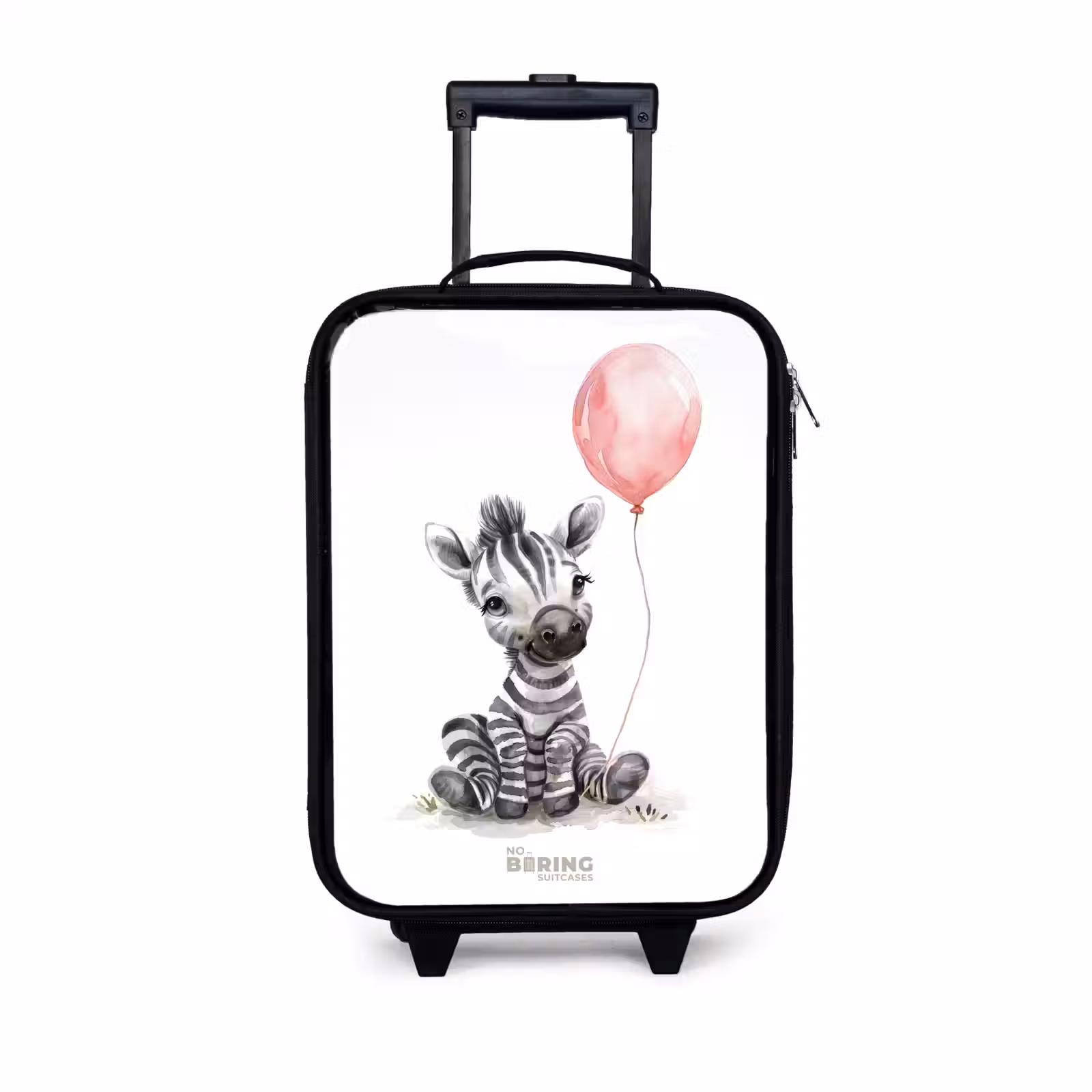 Kinderkoffers met naam - Zebra met roze ballon — 1