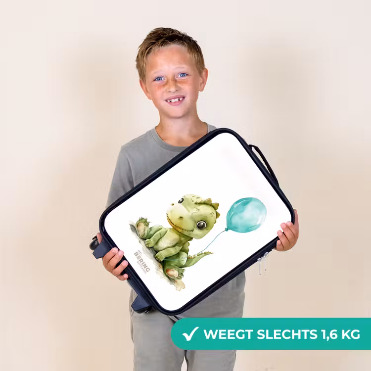 Kinderkoffers met naam - Dino met blauwe ballon — 3