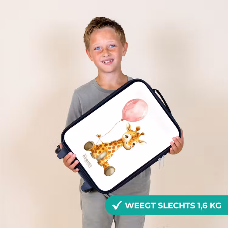 Kinderkoffers met naam - Giraffe met roze ballon — 3