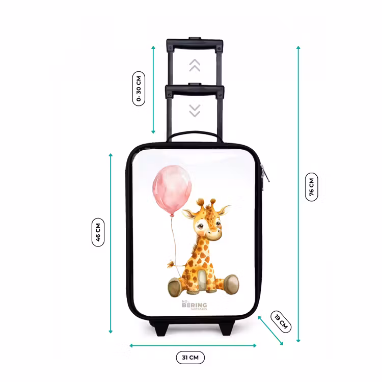 Kinderkoffers met naam - Giraffe met roze ballon — 7