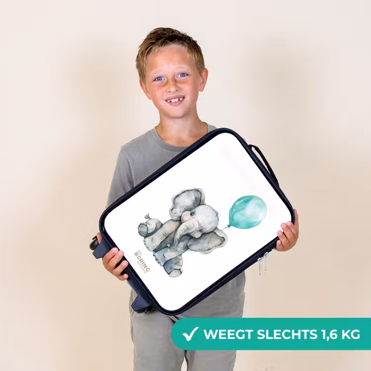 Kinderkoffers met naam - Olifant met blauwe ballon — 3