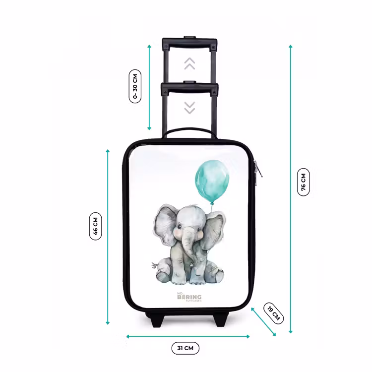 Kinderkoffers met naam - Olifant met blauwe ballon — 7