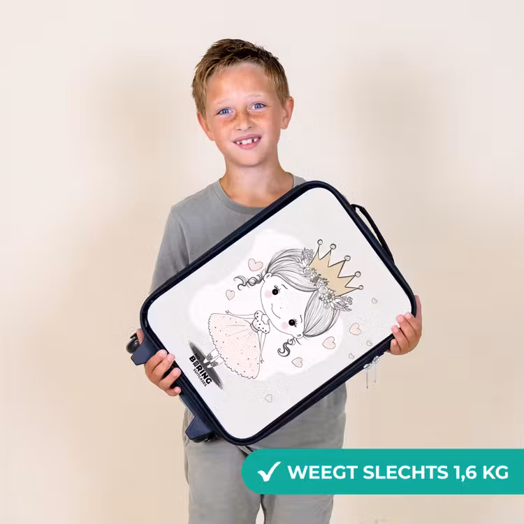 Kinderkoffer - Prinses met kroon en roze hartjes — 3
