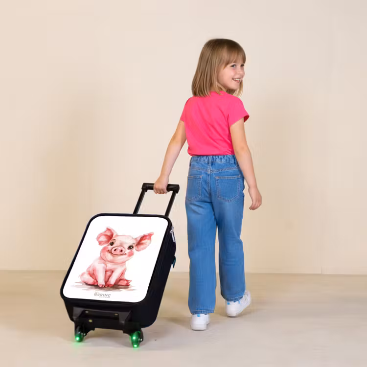 Kinderkoffers met naam - Roze baby varken — 2