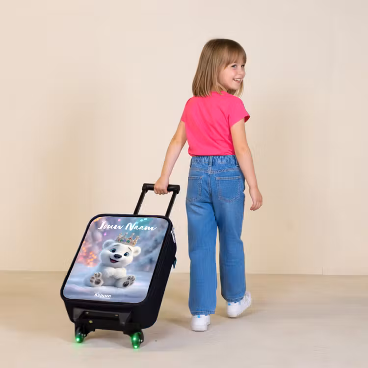 Kinderkoffers met naam - Ijsbeer - Kroon - Winter — 2
