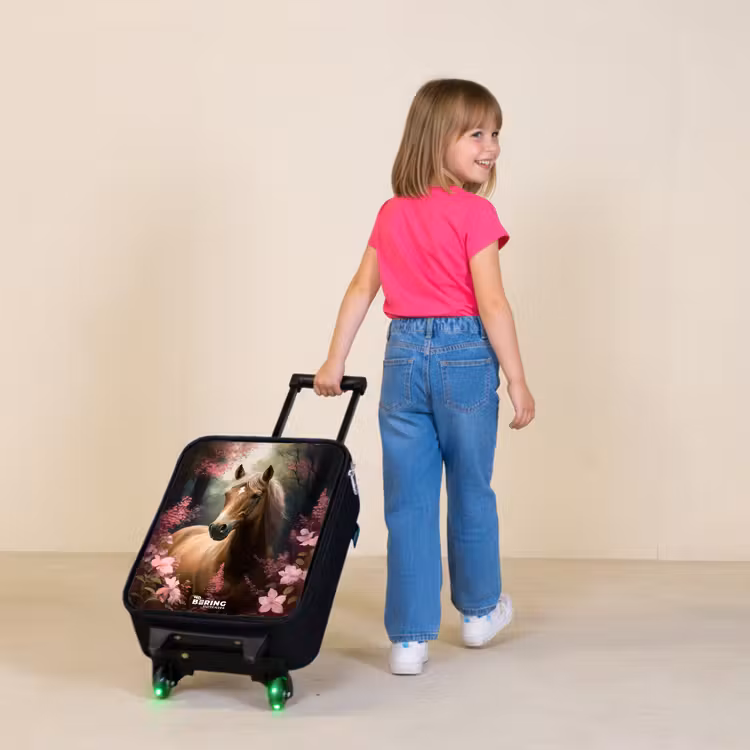 Kinderkoffer - Lichtbruin paard tussen de roze bloemen — 2