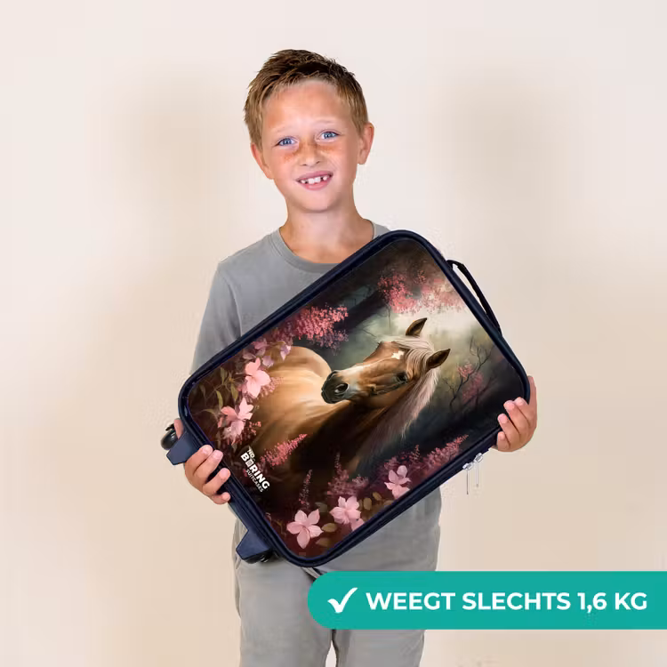 Kinderkoffer - Lichtbruin paard tussen de roze bloemen — 3