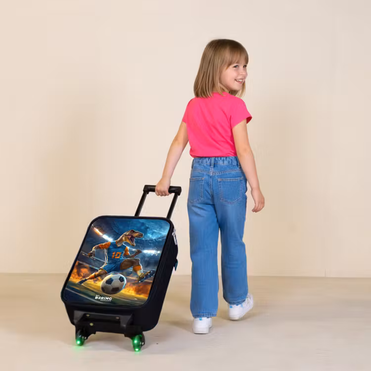 Kinderkoffer - T-Rex als voetballer in vol stadion — 2