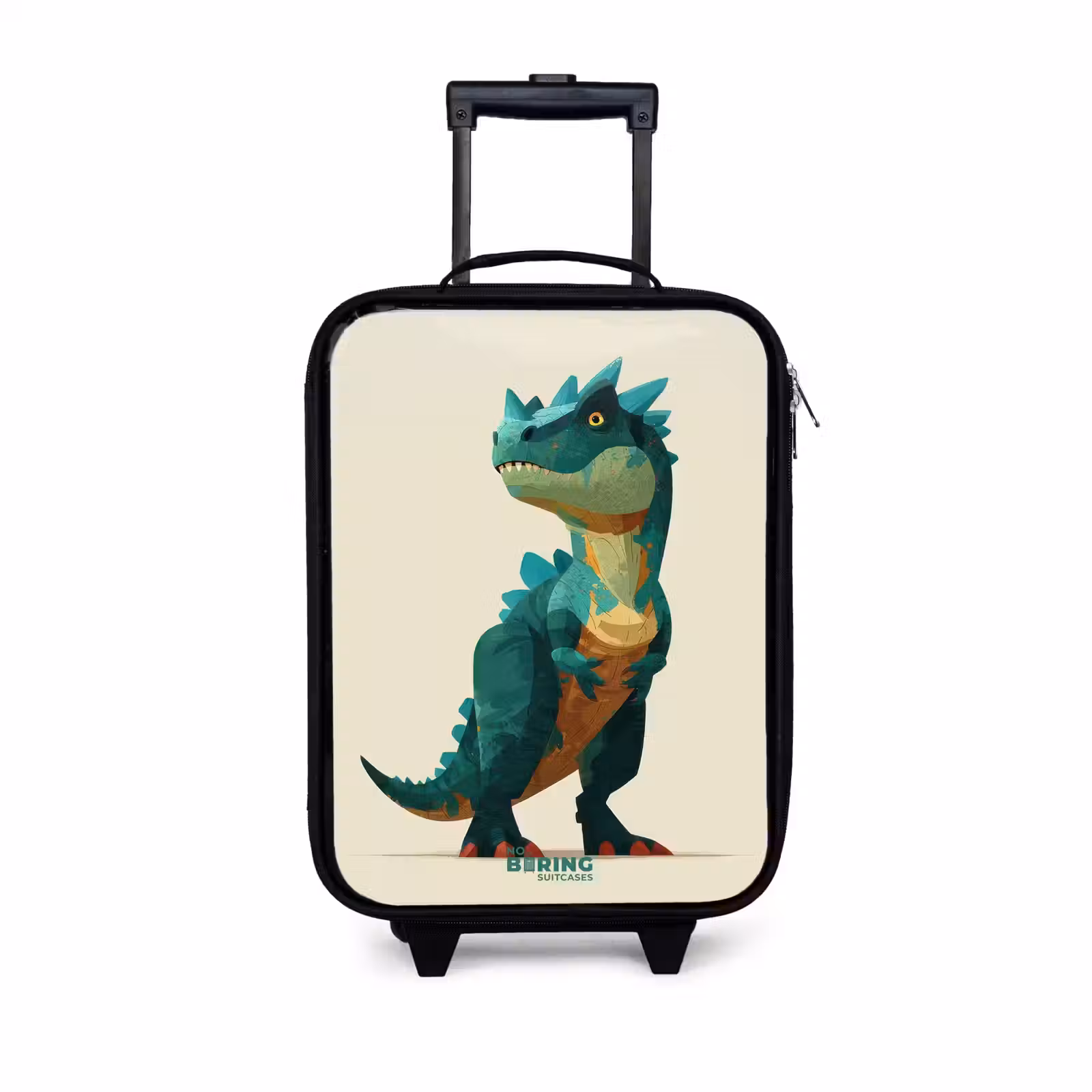 Kinderkoffers met naam - Gehoornde dino met scherpe blik — 1