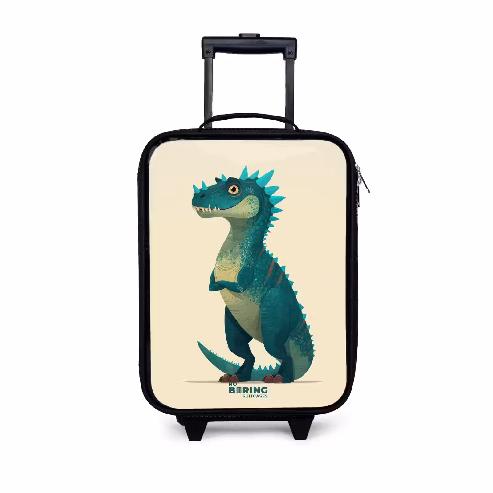 Kinderkoffers met naam - Spiky dino met vriendelijke blik — 1