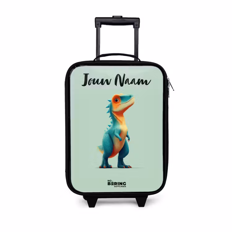 Kinderkoffers met naam - Dino - Dier - Groen - Oranje — 1